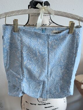 Lovely Melody Sky Blue Lace-Pattern Mini Skirt